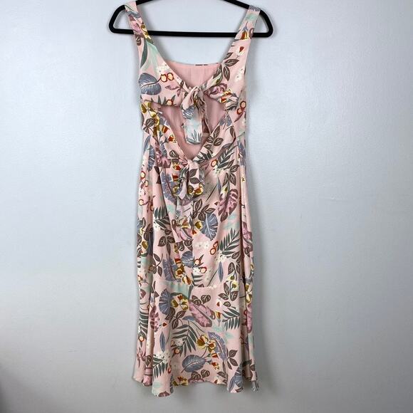 Lulus Island Sun Blush Pink Tropical‎ Print Tie-Back Midi Dress Open Back Small - Picture 6 of 9